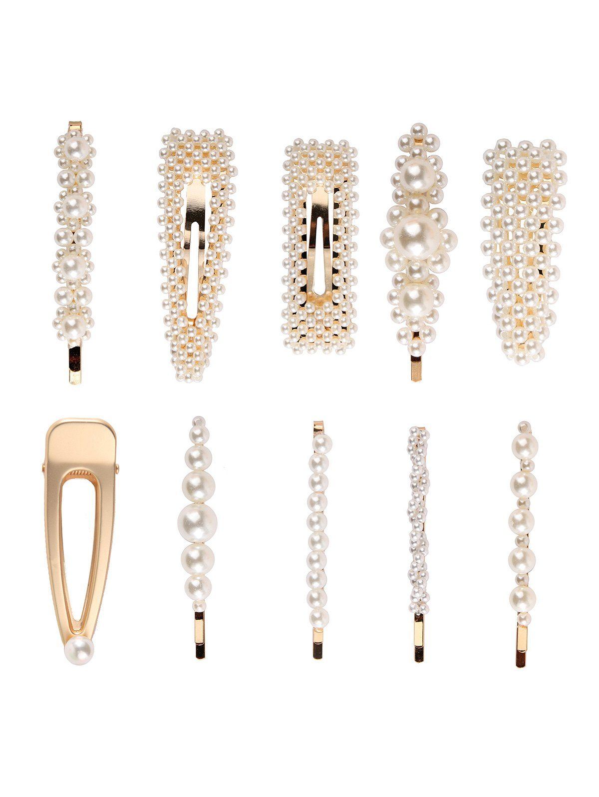 

Artificial Pearl 10Pcs Hair Pin Set, Gold