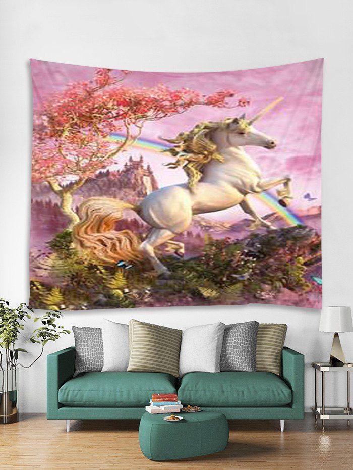 

Unicorn Rainbow Tapestry Art Decoration, Pink