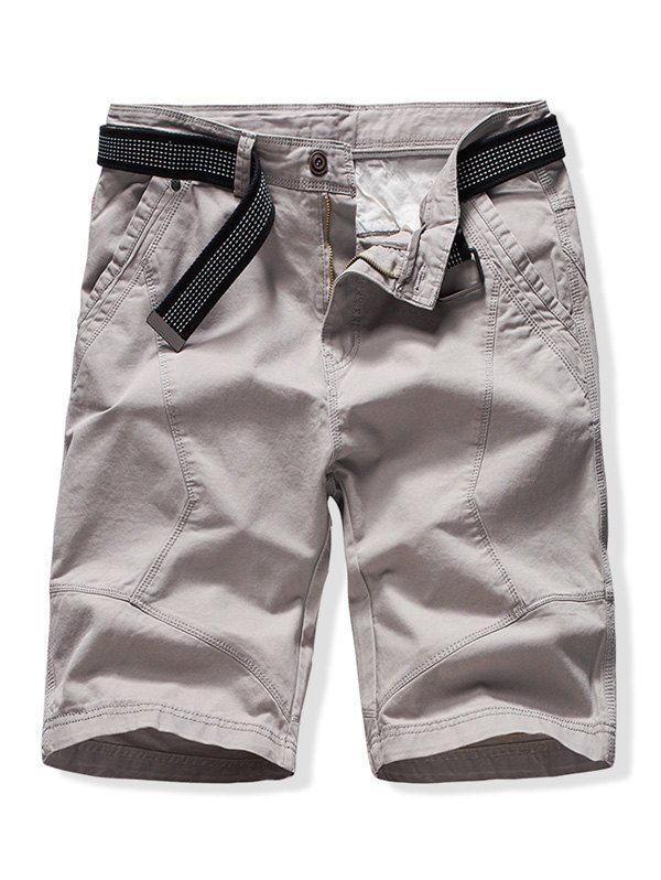 

Zip Fly Design Leisure Cargo Shorts, Gray cloud