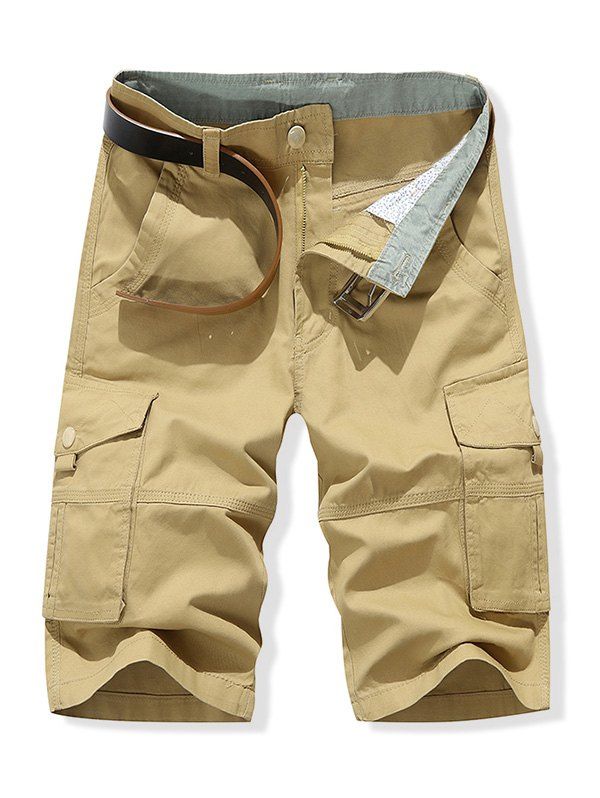 

Solid Color Leisure Cargo Shorts, Khaki