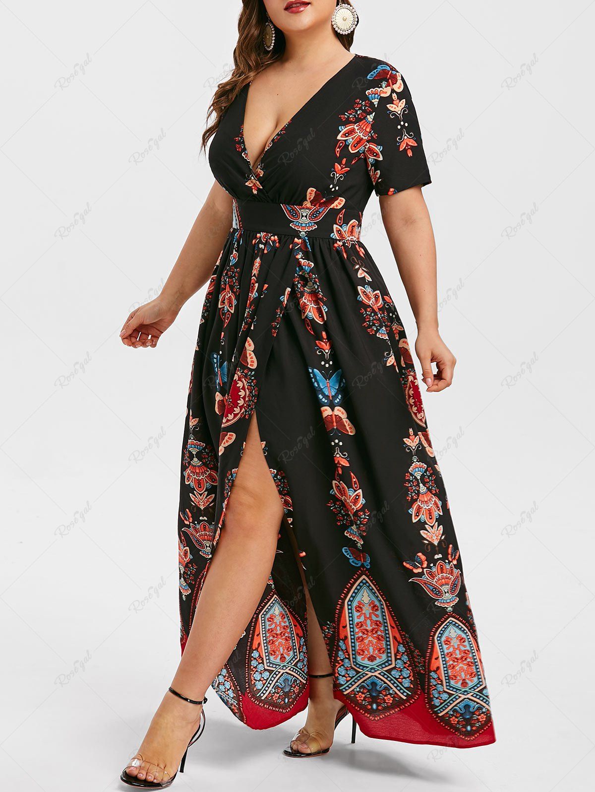 Trendy Plus Size High Waist Maxi Slit Dress  