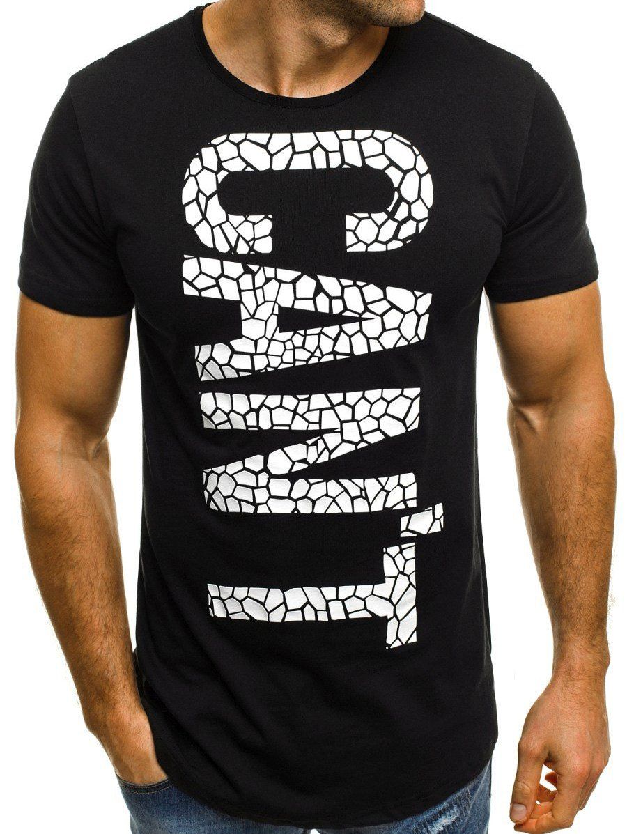

Casual Letter Print Short Sleeves T-shirt, Black