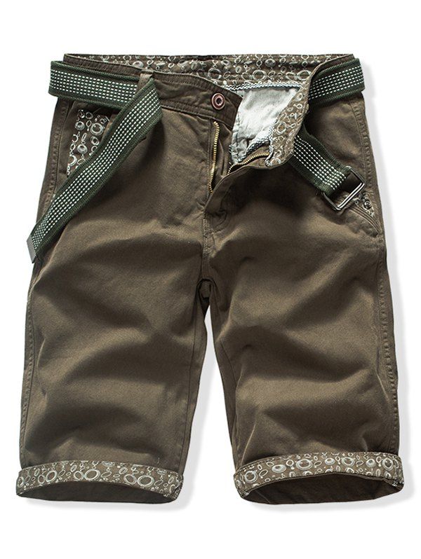 

Flanging Design Casual Cargo Shorts, Army green