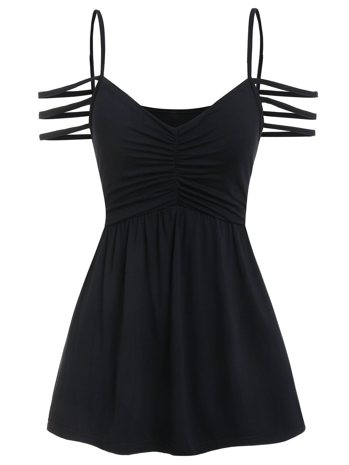 

Cold Shoulder Solid Cami T Shirt, Black
