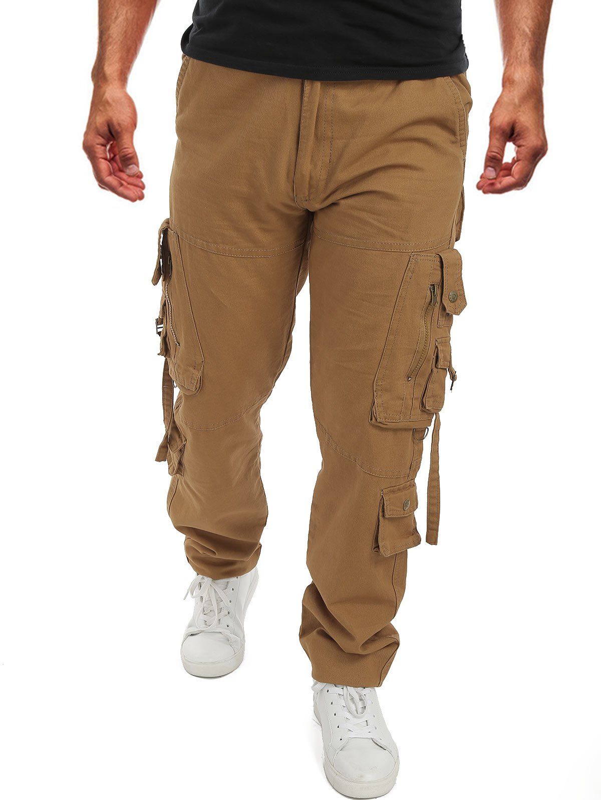 

Pocket Decoration Casual Cargo Pants, Orange gold