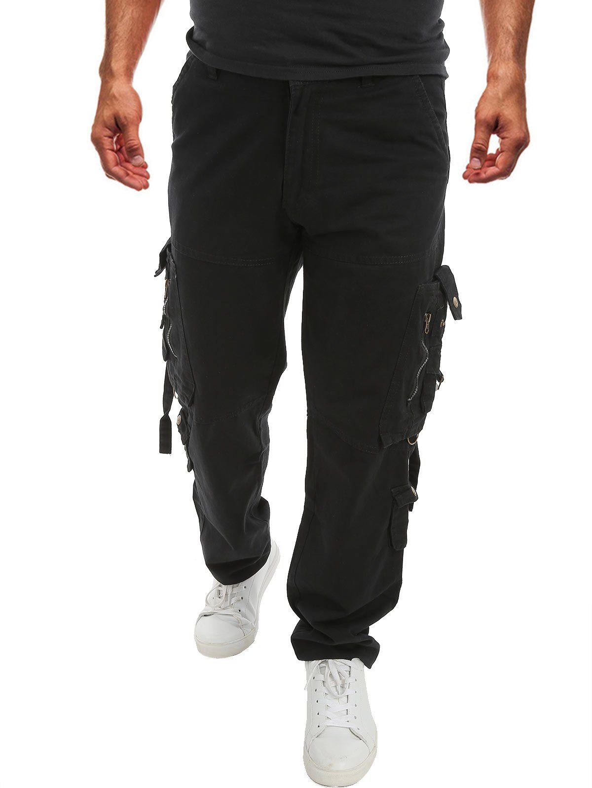 

Pocket Decoration Casual Cargo Pants, Black