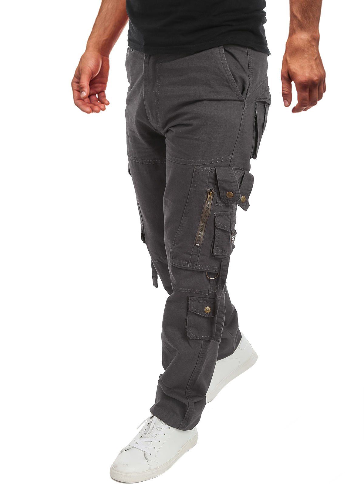 

Pocket Decoration Casual Cargo Pants, Battleship gray