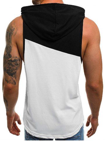 

Color Spliced Hooded Tank Top, White