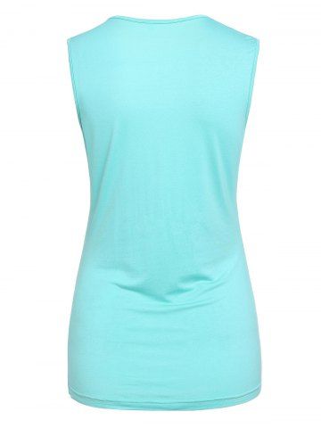 

Square Collar Solid T Shirt, Blue zircon