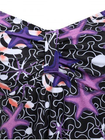 

Open Back Starfish Print Plus Size Tankini Set, Purple