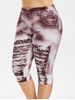 Plus Size 3D Ripped Jean Print Capri Legging -  