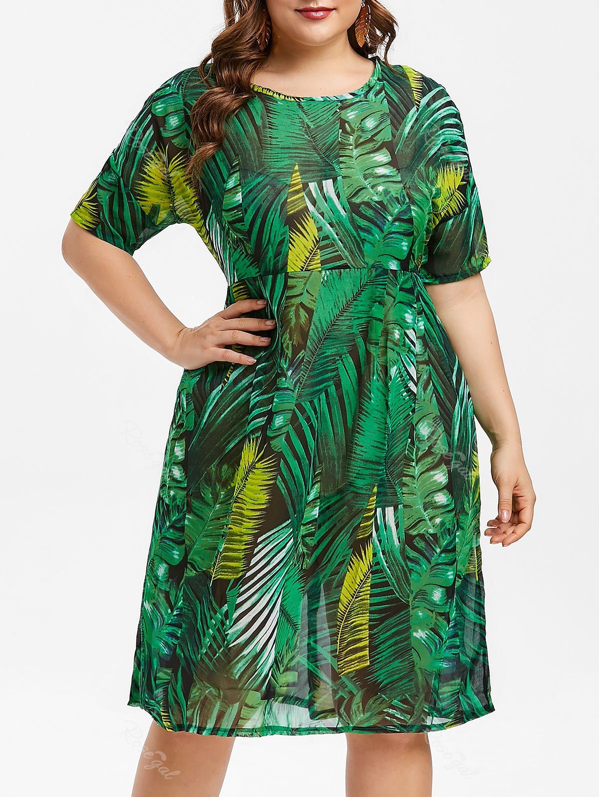 plus size palm print dress