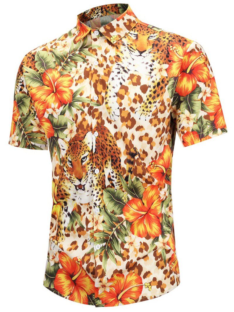 

Leopard Printed Short Sleeves Shirt