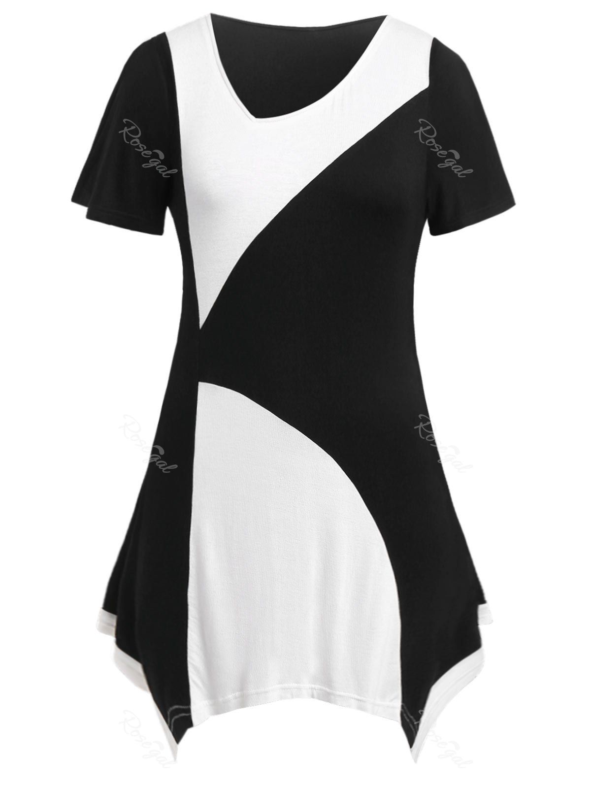 

Plus Size Contrast Tunic T Shirt, Black