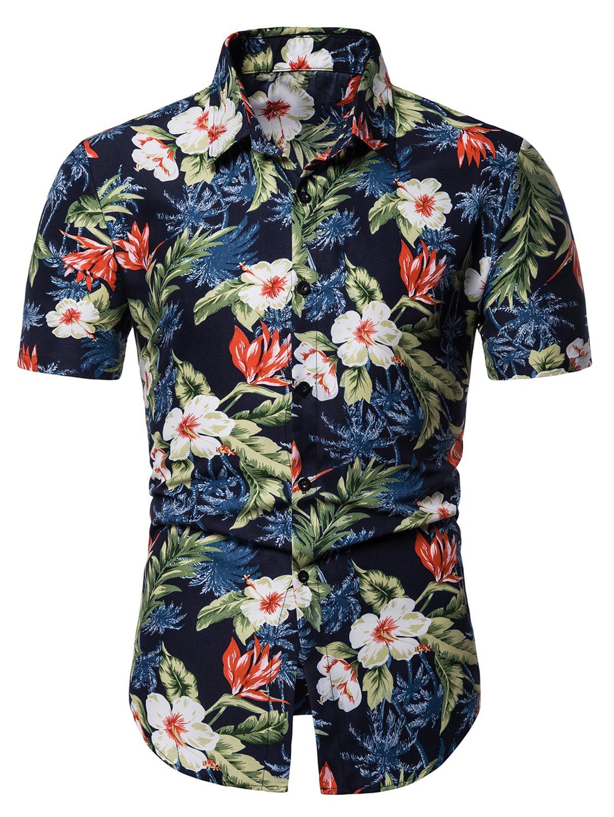 

Flower Print Leisure Short Sleeves Shirt, Multi