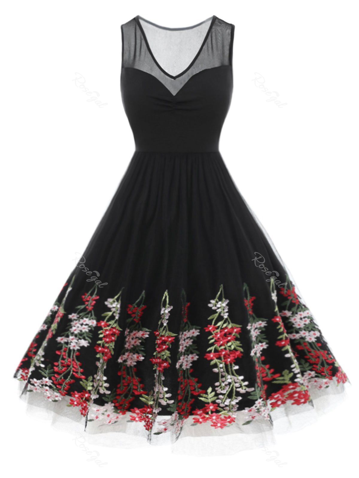 

Plus Size Sheer Tiered Dress, Black