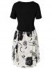 Plus Size Print Layered Midi Dress With Criss Cross Crop Top -  