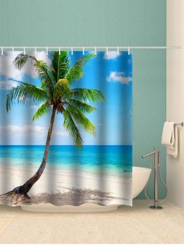 

Beach Palm Tree Print Waterproof Shower Curtain, Multi