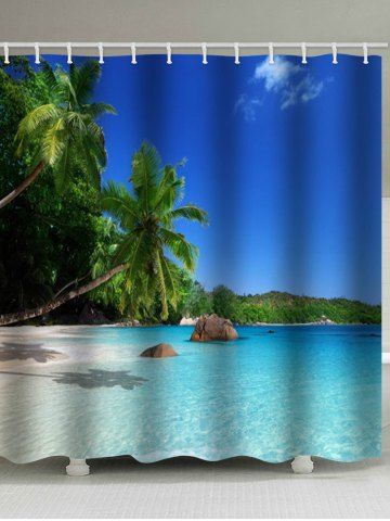 Shower Curtains Waterproof Printed Beach Palm Tree Print Waterproof Bathroom Shower Curtain