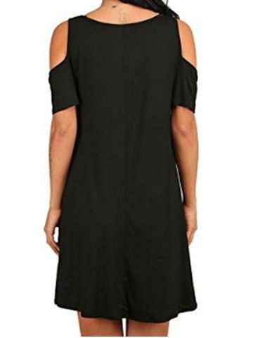 

Cold Shoulder A Line Dress, Black