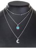 Layered Moon Faux Turquoise Necklace -  