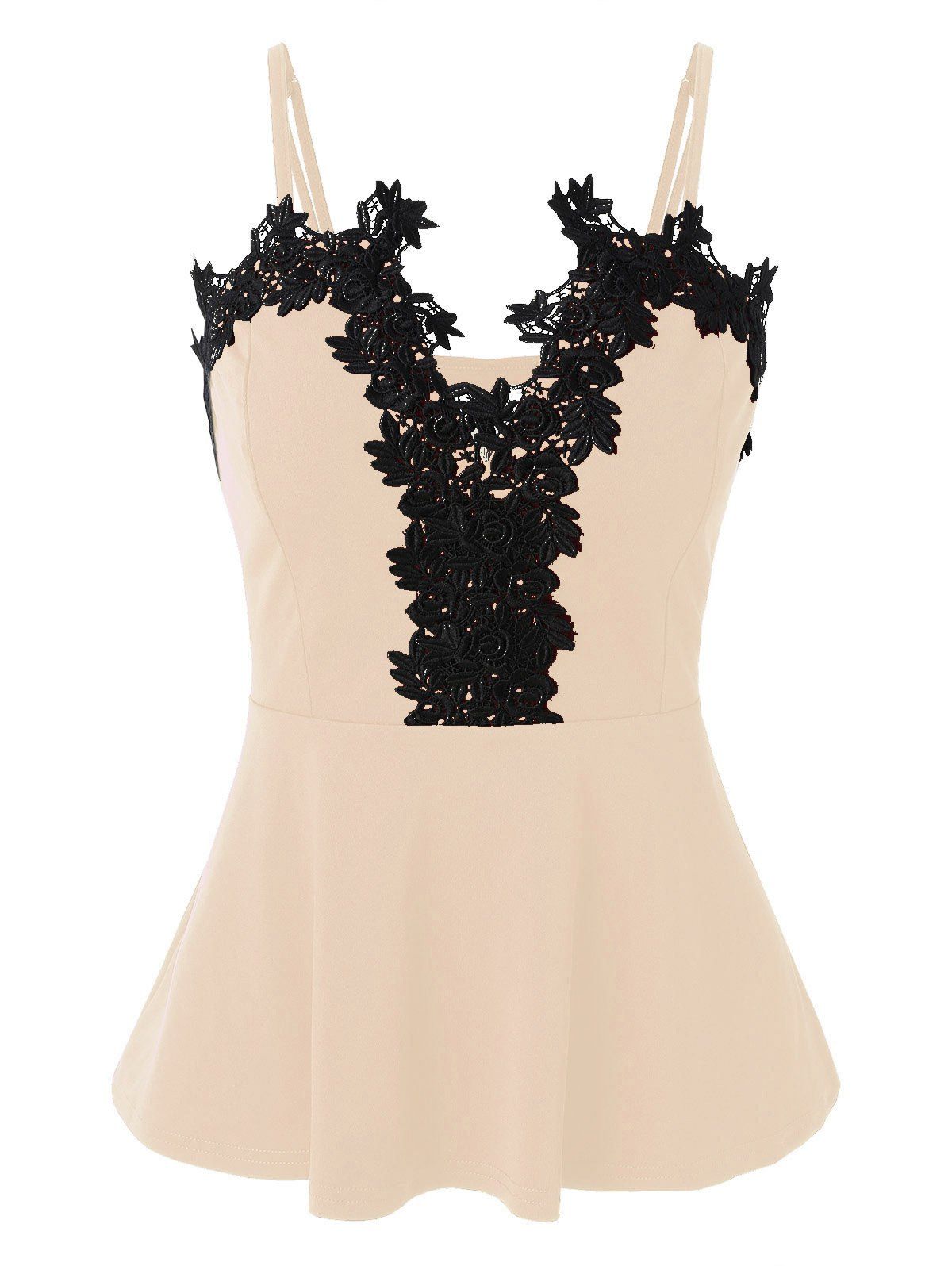 

Peplum Spaghetti Strap Tank Top, Apricot