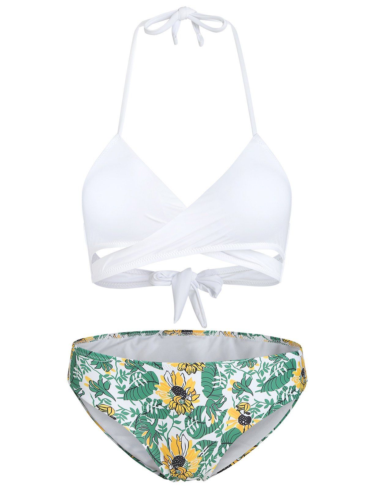 

Sunflower Hollow Out Halter Bikini Set, White