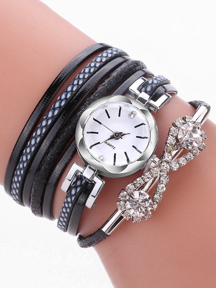 

Infinity Rhinestone Wrap Quartz Watch, Black