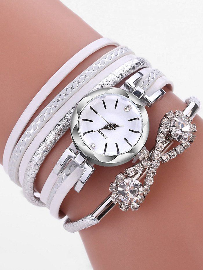 

Infinity Rhinestone Wrap Quartz Watch, White