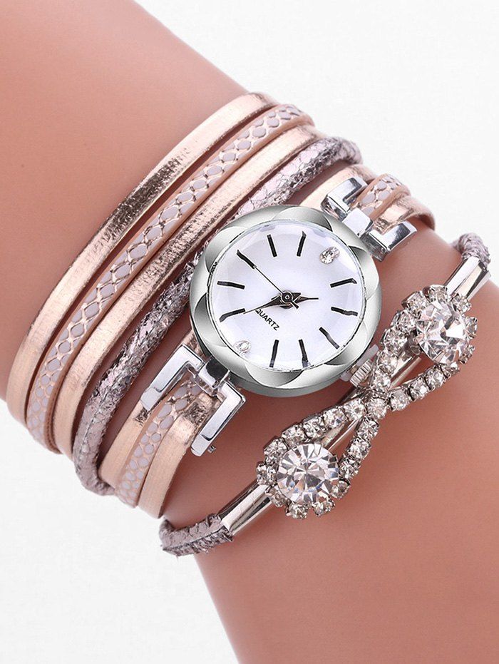 

Infinity Rhinestone Wrap Quartz Watch, Champagne gold