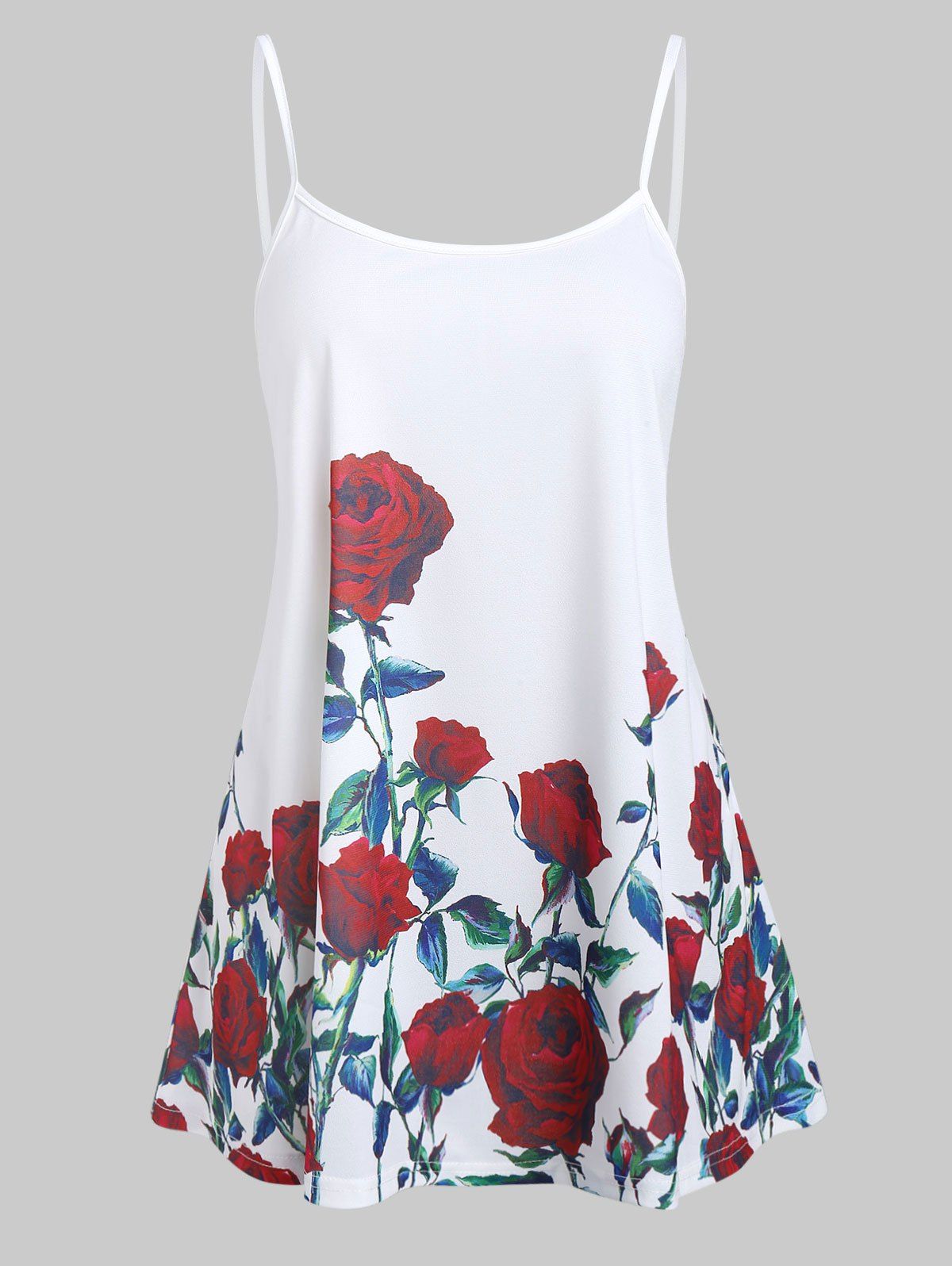 

Rose Flower Tunic Cami Top, White