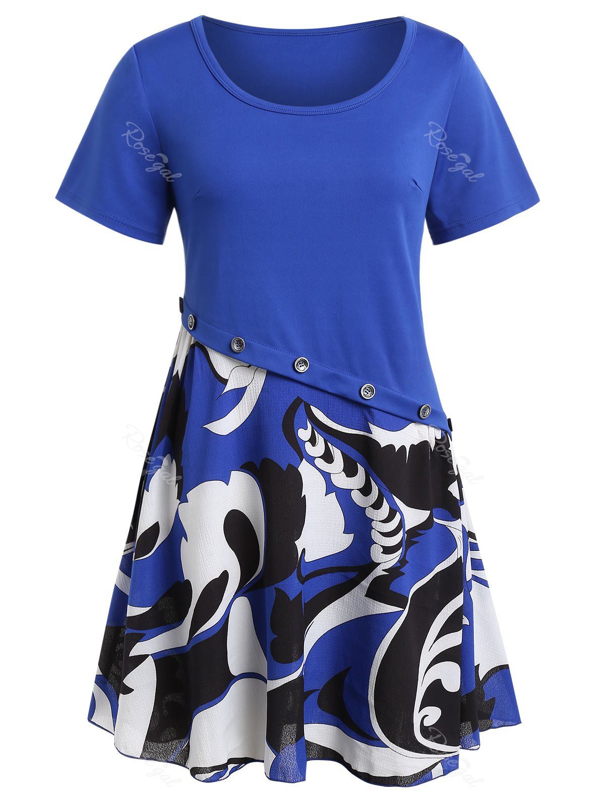 

Plus Size Color Block Tunic T Shirt, Cobalt blue