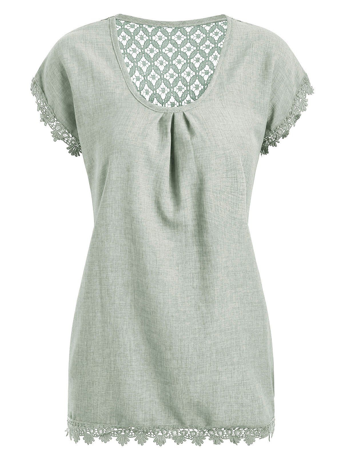 

Crochet Panel Longline Blouse, Dark sea green