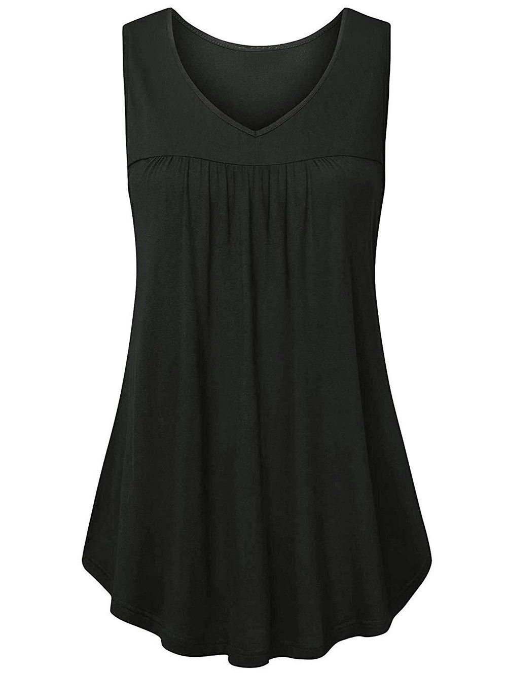 

V-neck Solid Color Tank Top, Black