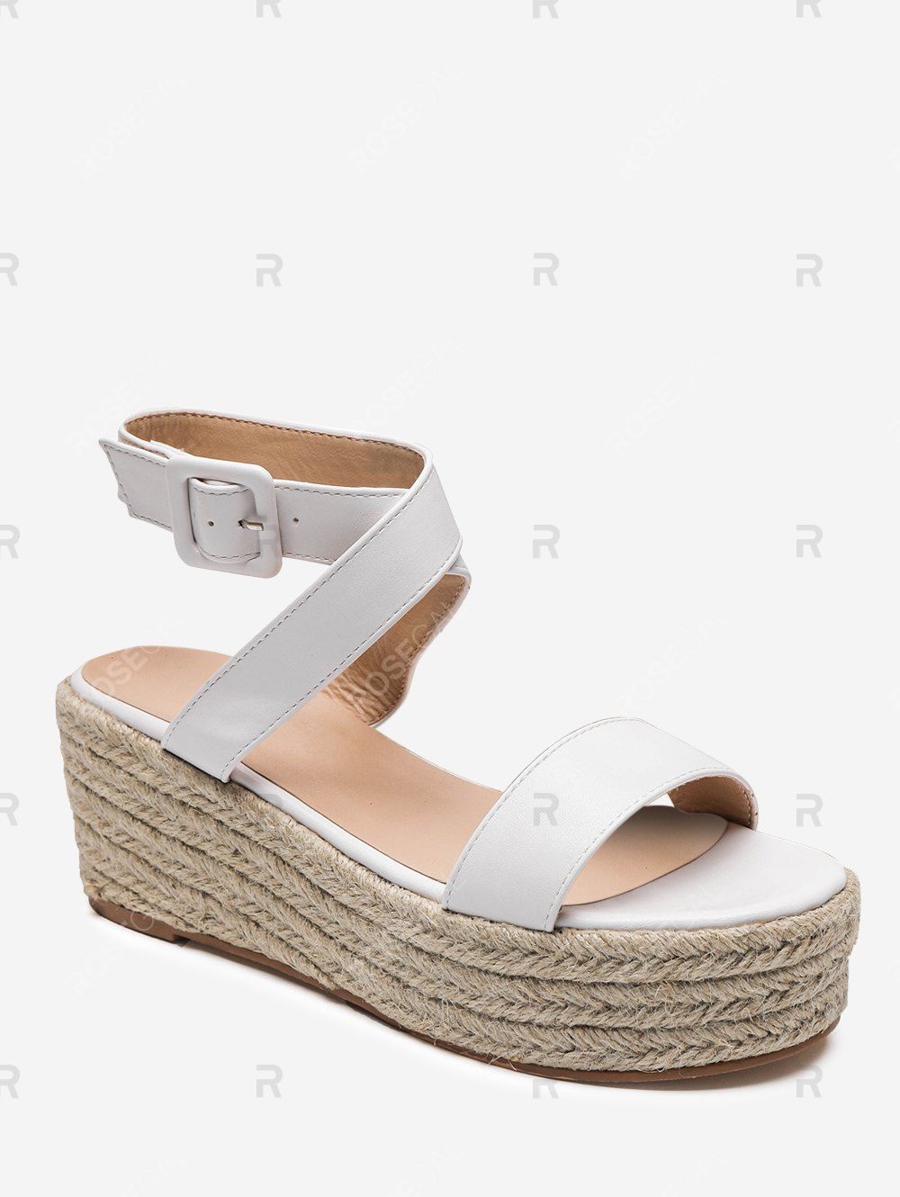 

Cross Strap Espadrilles Platform Sandals, White