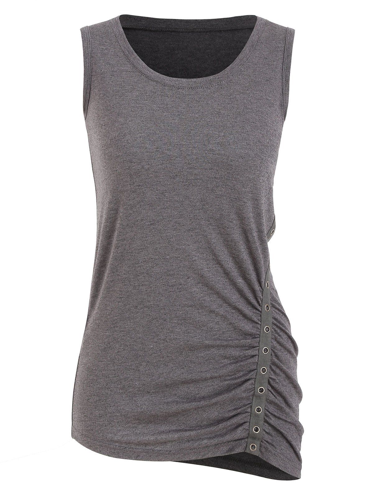

Round Collar Solid Tunic Tank Top, Jet gray