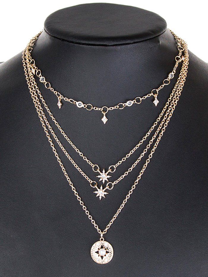 

Multilayered Star Chain Necklace, Gold