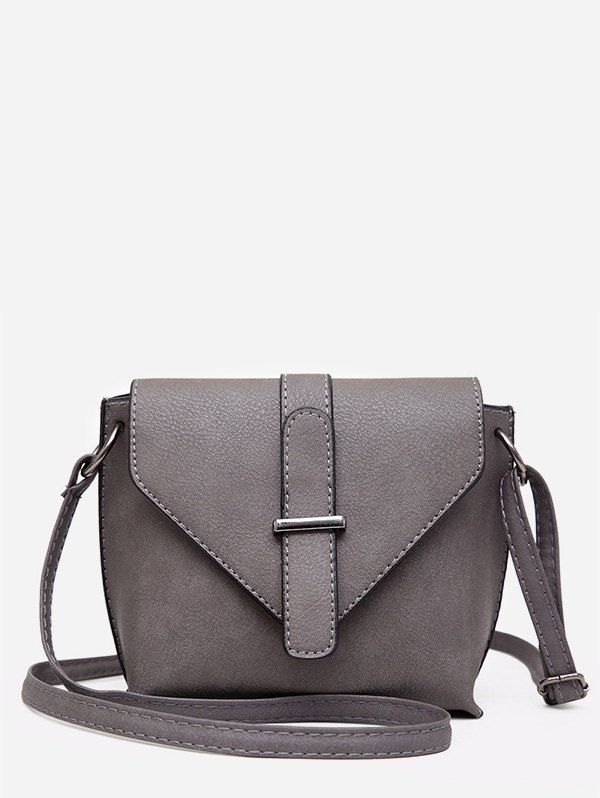 

Simple Style Solid Leather Small Shoulder Bag, Gray