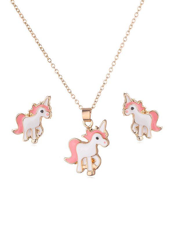 

Unicorn Shape Glazed Jewelry Set, Gold