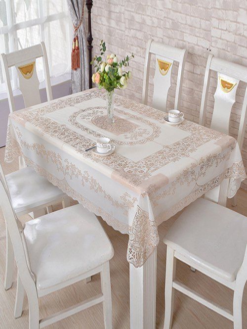 

Flower Pattern PVC Waterproof Tablecloth, Rose gold