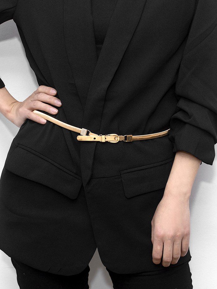

Elastic Thin Snake Chain Belt, Gold