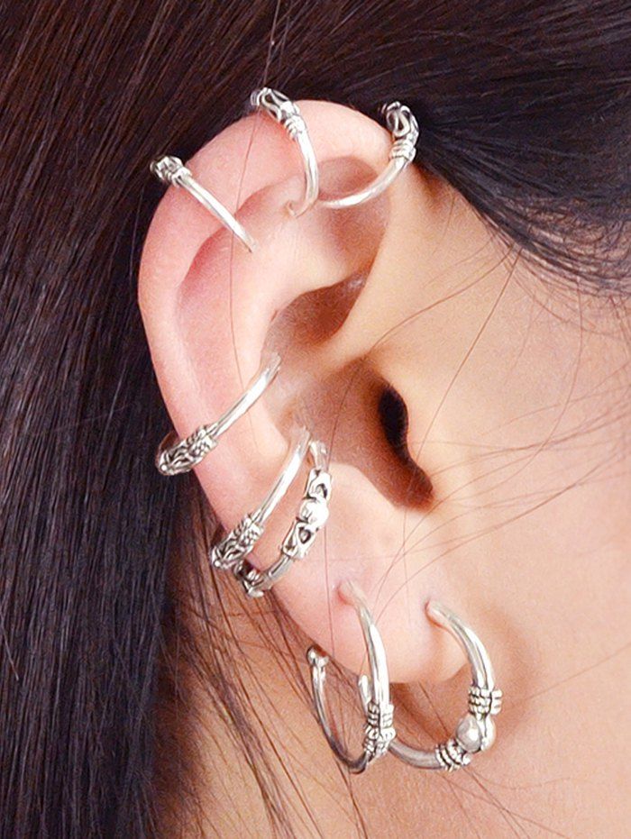 

Z Net ER-8043 Size C-shaped Earrings Eight-piece, Silver