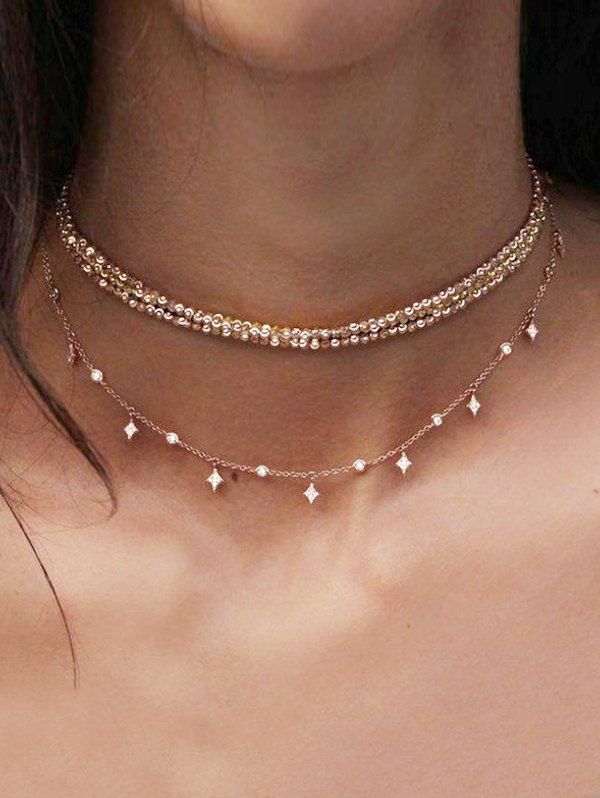 

Layered Chain Choker Necklace, Gold