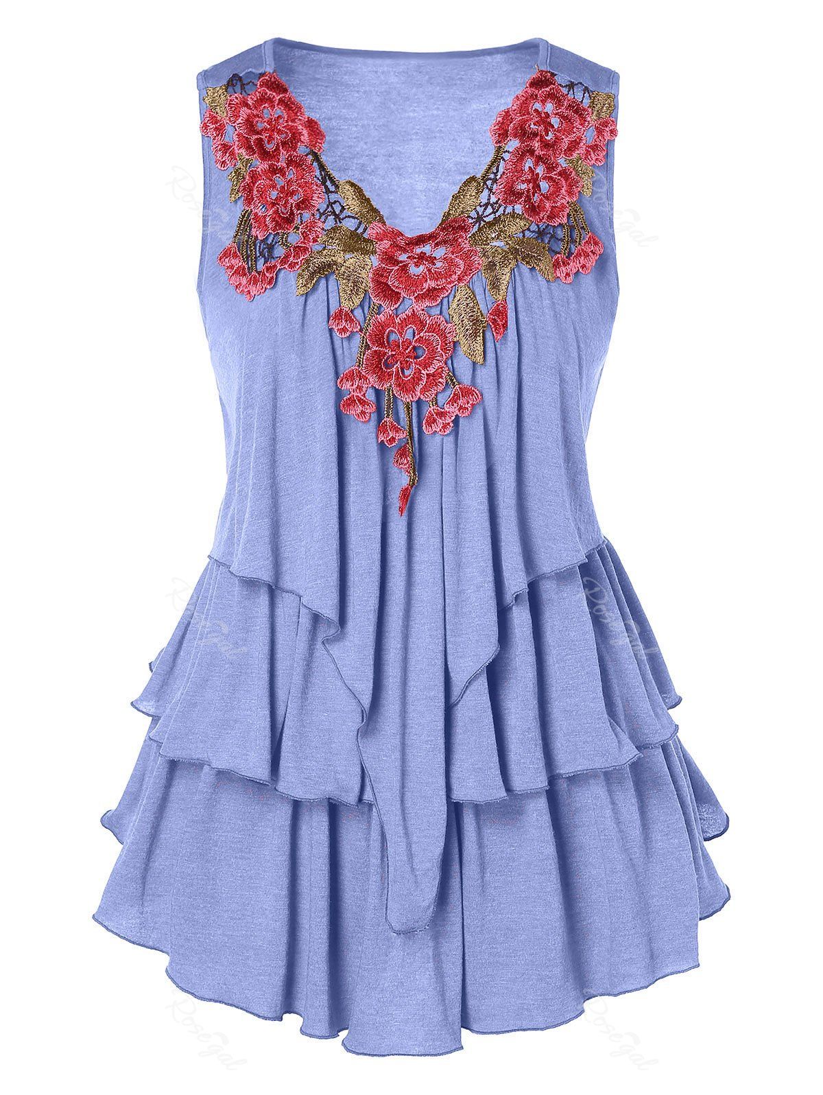 

Embroidered Layered Plus Size Tank Top, Purple mimosa