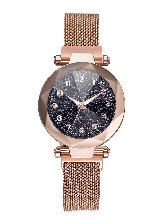

Shiny Luminous Magnetic Buckle Quartz Watch, Gold