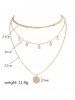 Layered Disc Chain Necklace -  
