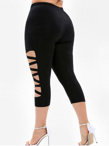 

Ripped Plus Size Capri Leggings, Black