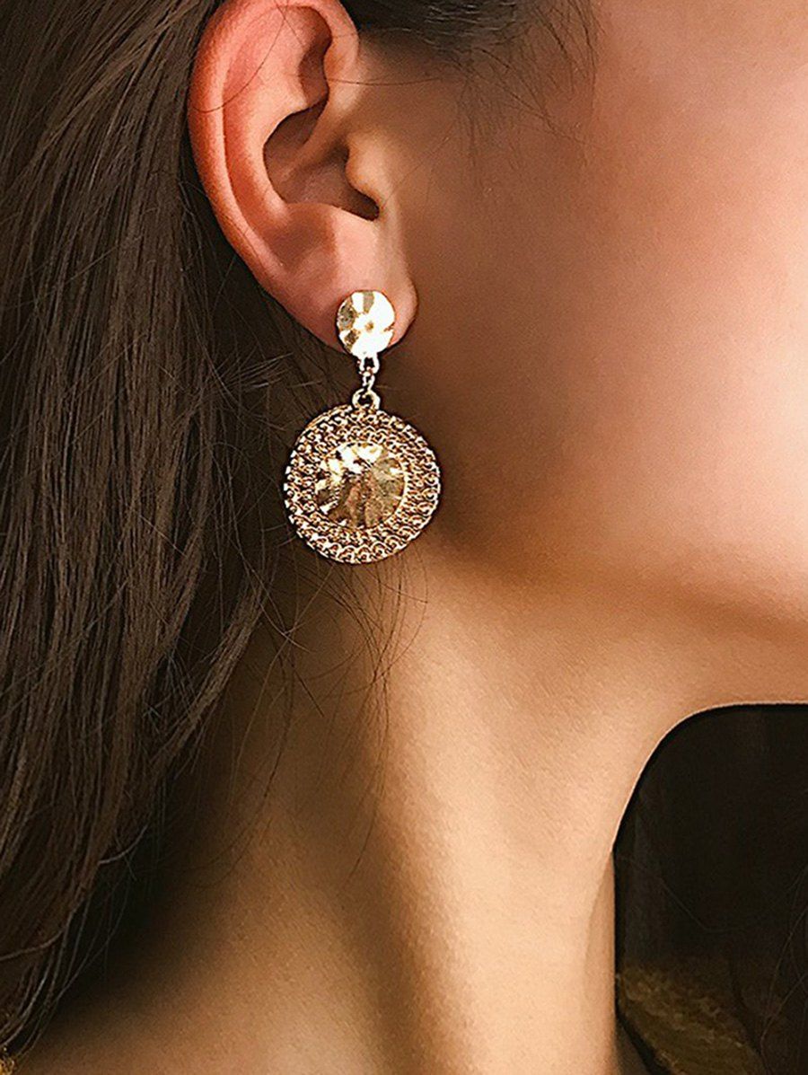 

Vintage Disc Drop Earrings, Gold