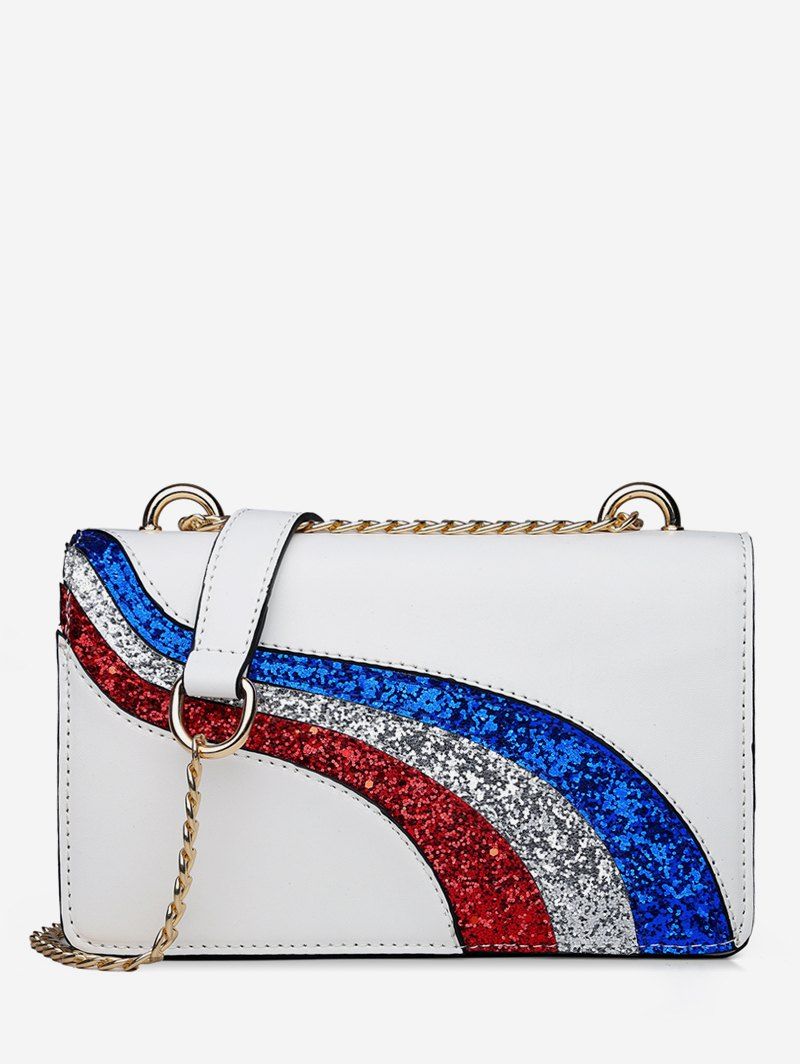 

Glistening Jointed Square Shoulder Bag, White