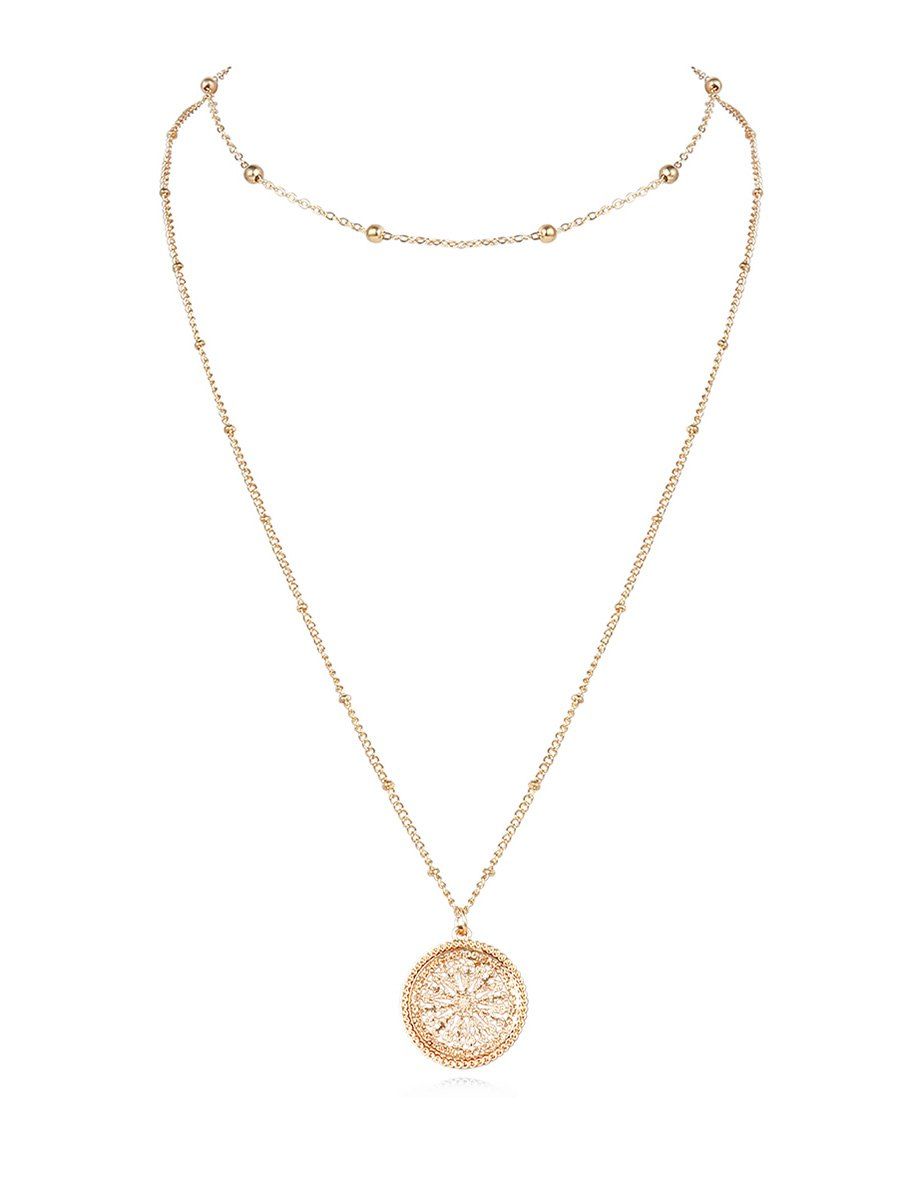 

Simple Double-layer Geometric Pendant Necklace, Gold